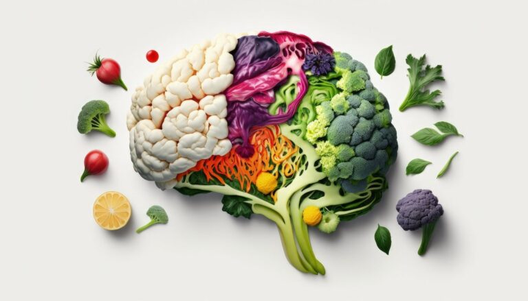 Hjerne illustrert med vitaminer og kolin