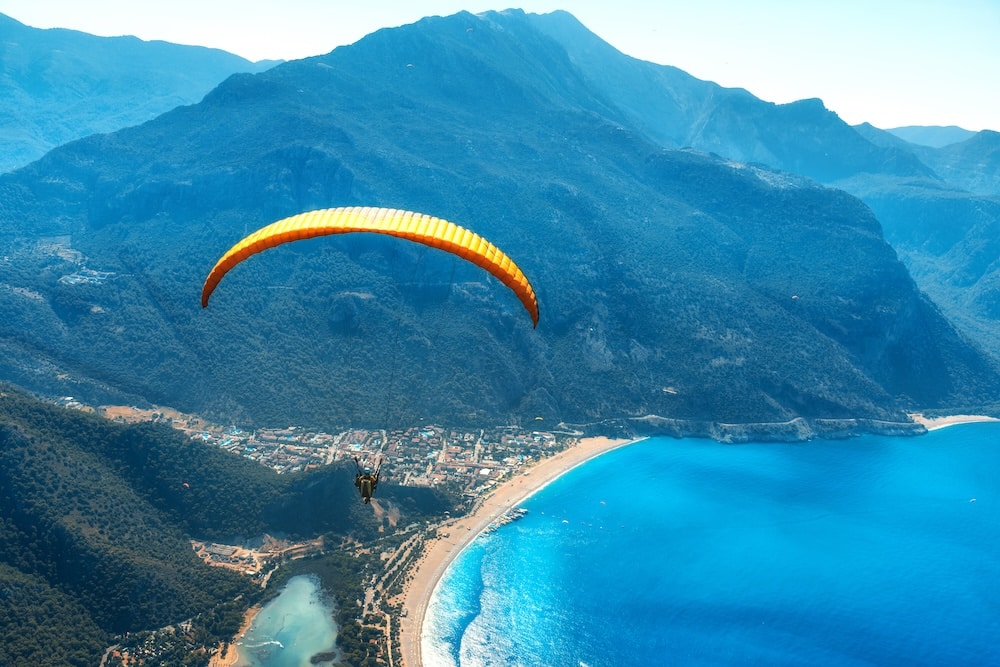 Paraglider flying